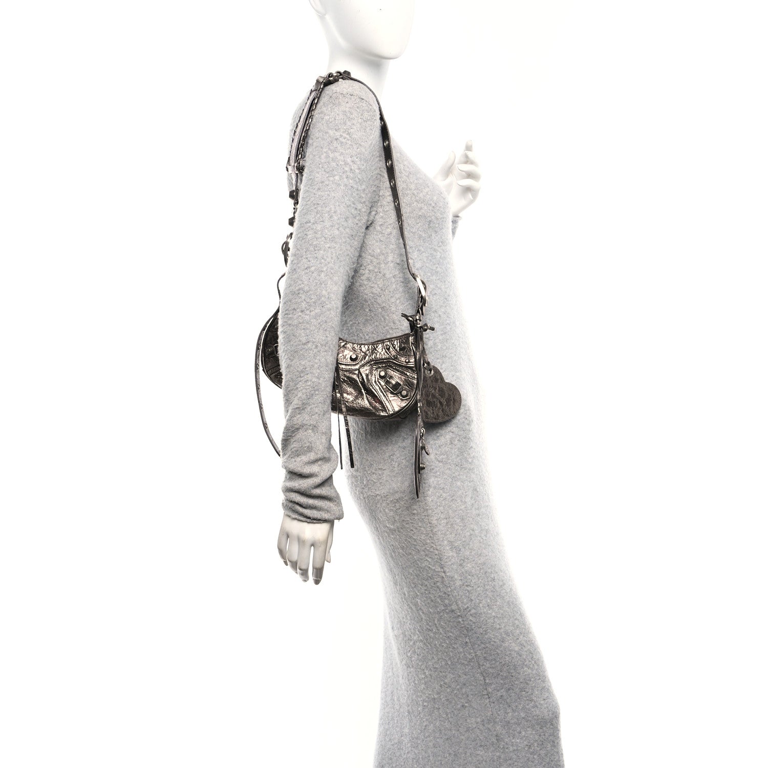 Metallic Agneau Arena Le Cagole Shoulder Bag XS Dark Bronze
