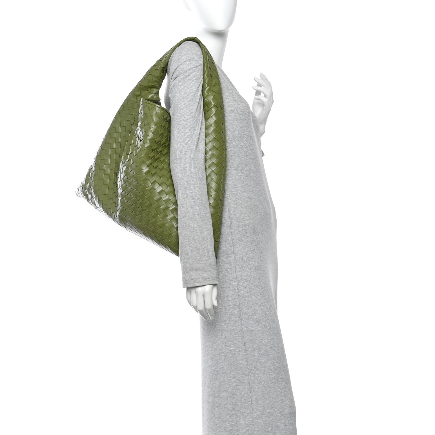 Calfskin Intrecciato Large Hop Matcha