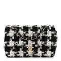 Tweed Quilted Mini Rectangular Flap Black Ecru White