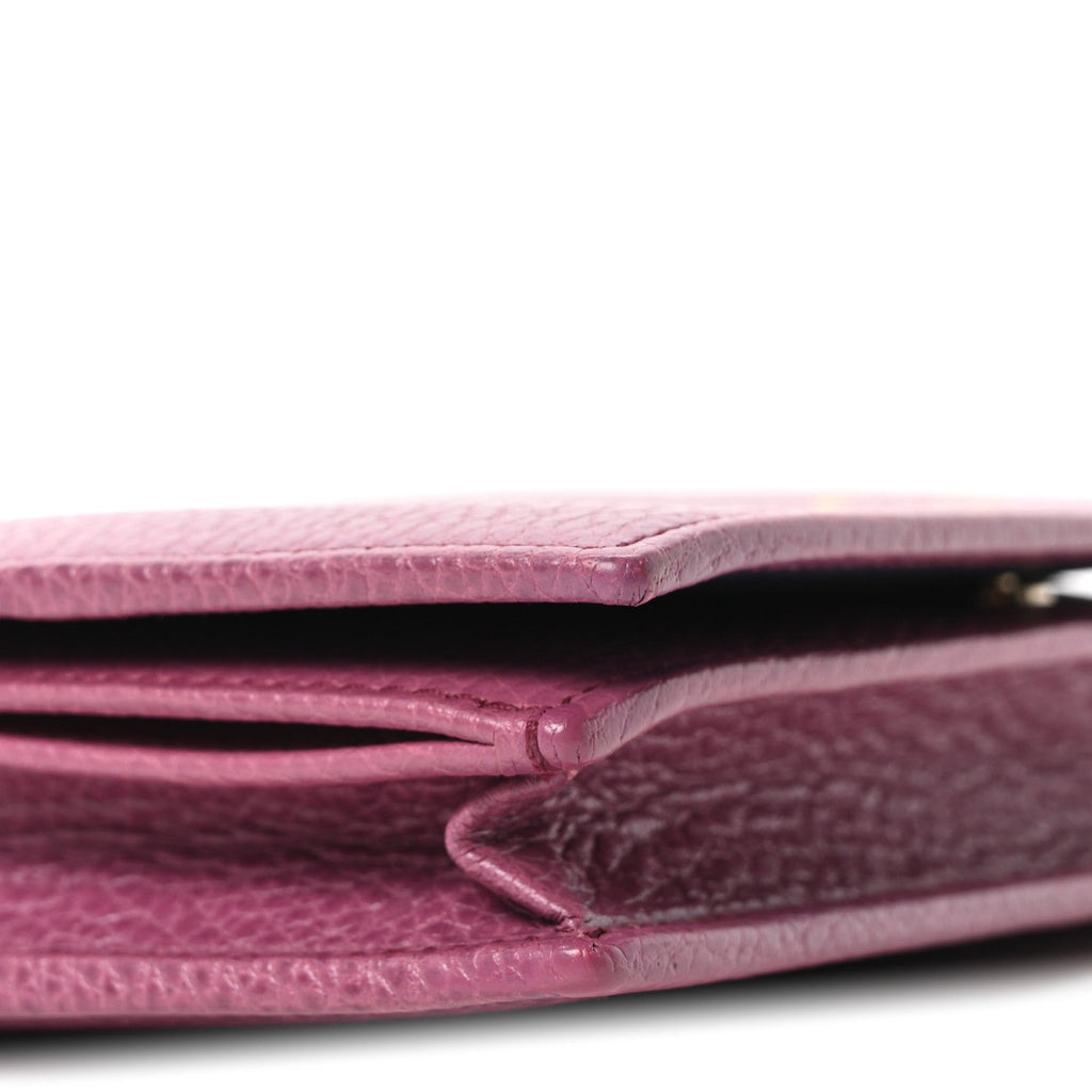 Dollar Calfskin Mini Swing Wallet Bag Purple