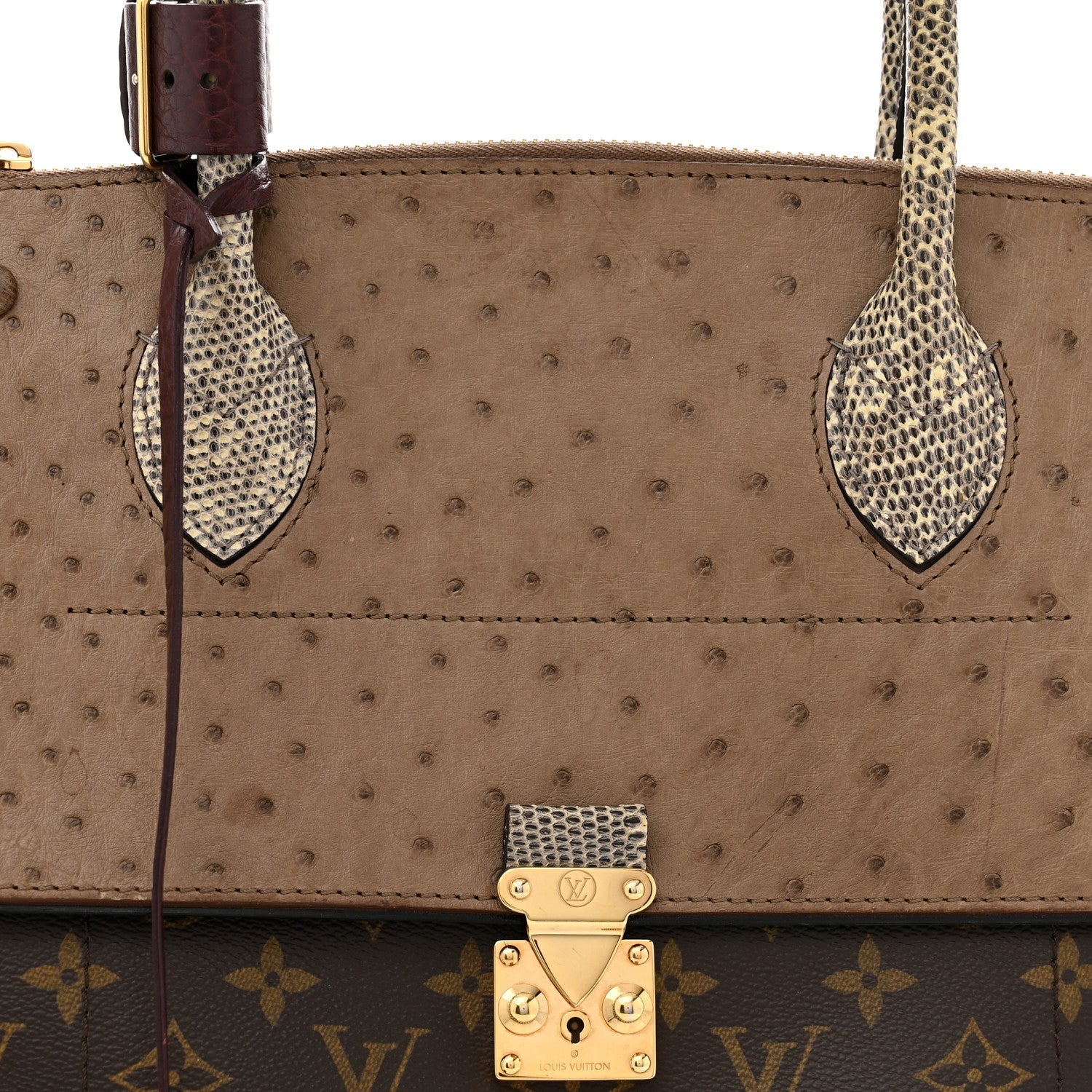 Ostrich Lizard Majestueux Tote MM Bordeaux