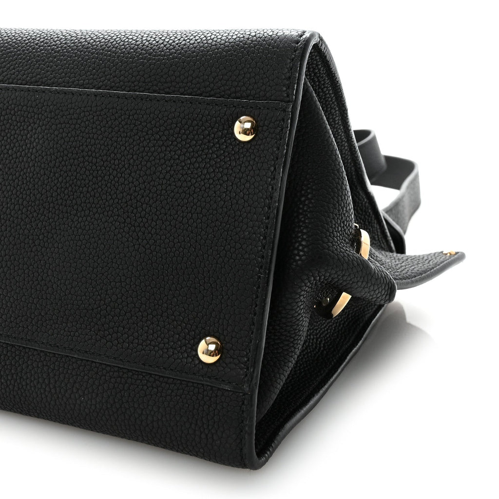 Grained Calfskin Medium Sofia Satchel Black