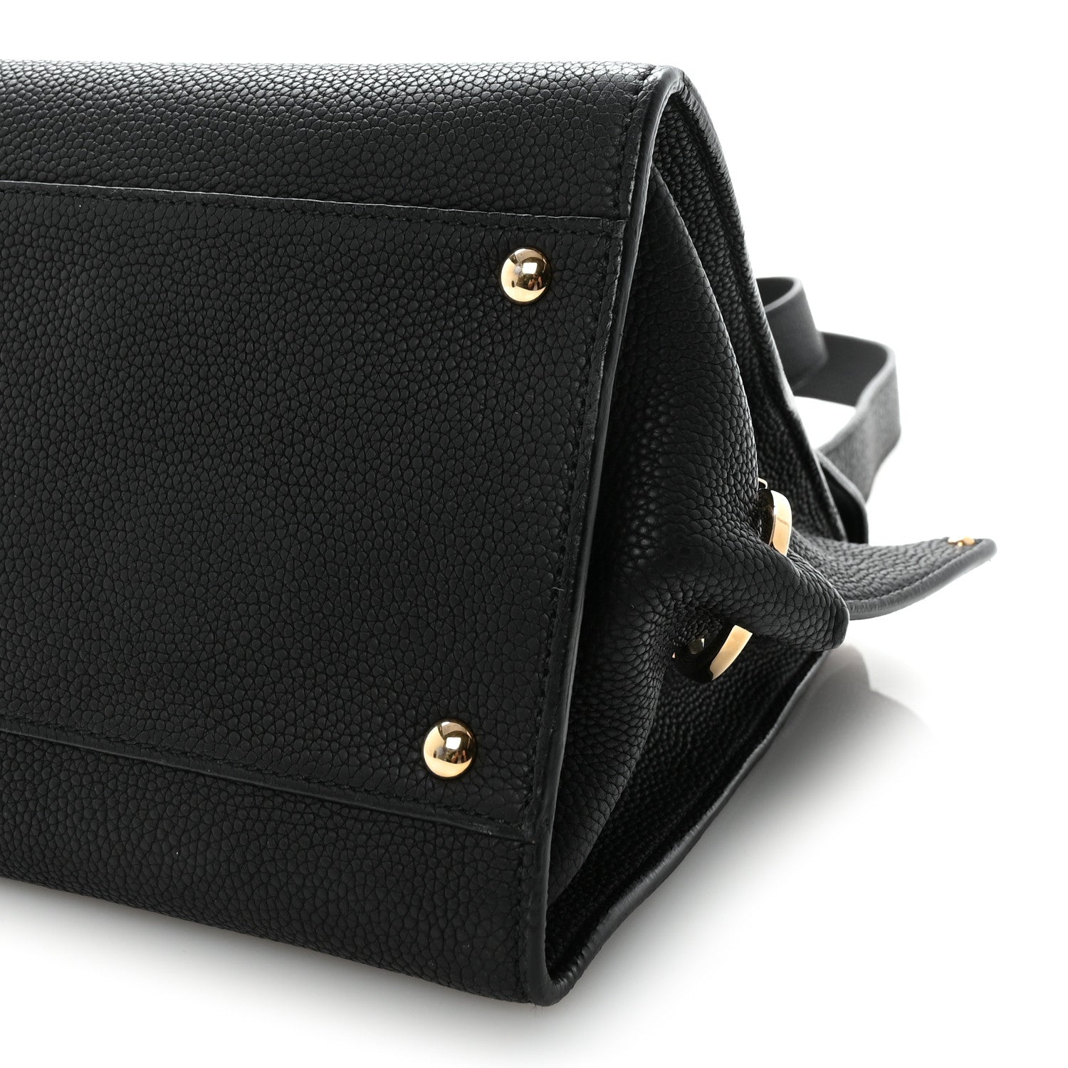 Grained Calfskin Medium Sofia Satchel Black