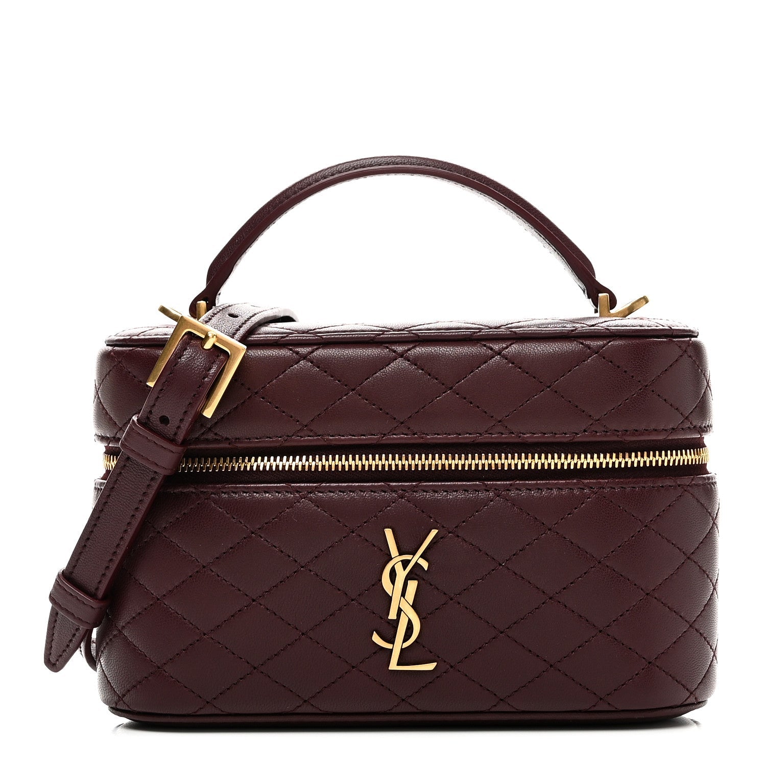 Lambskin Quilted Mini Gaby Vanity Case Rouge Cabernet