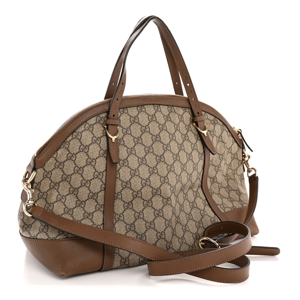 GG Supreme Monogram Medium Nice Top Handle Dome Bag Brown