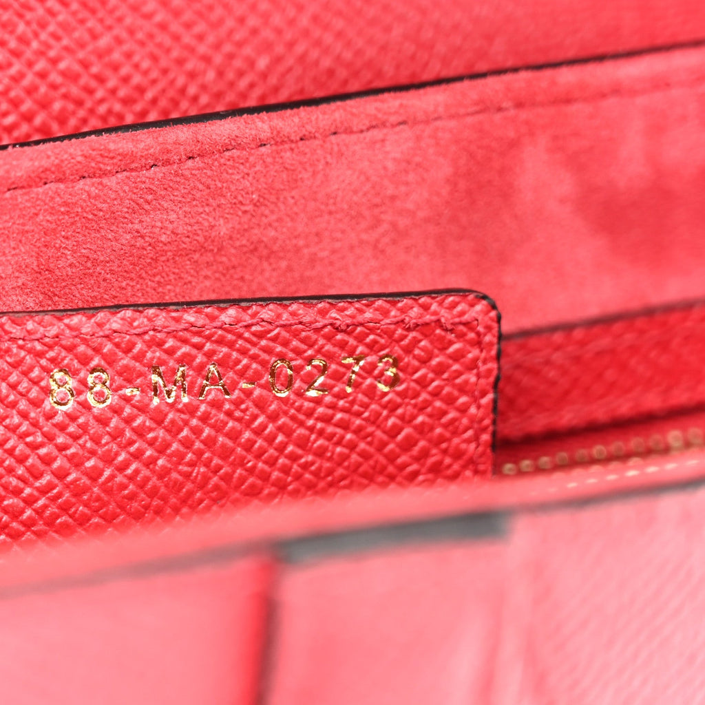 Grained Calfskin Saddle Bag With Strap Cherry Red