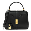 Satinated Calfskin Small 16 Top Handle Bag Black
