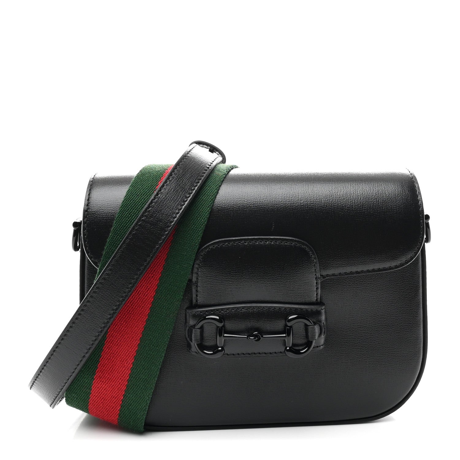 Azalea Calfskin Web Monochrome Small Horsebit 1955 Shoulder Bag Black