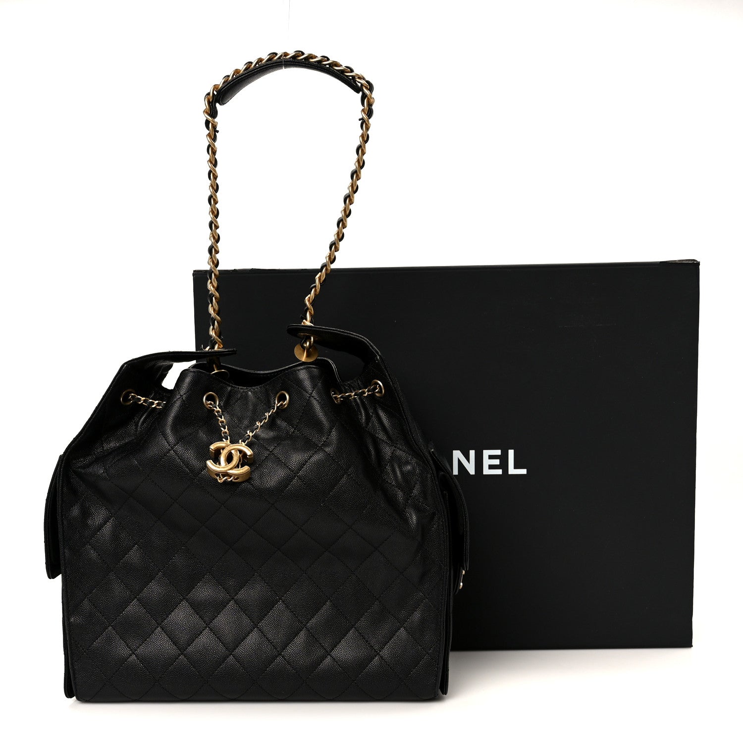 Caviar Quilted Medium Chanel 25 Handbag Black