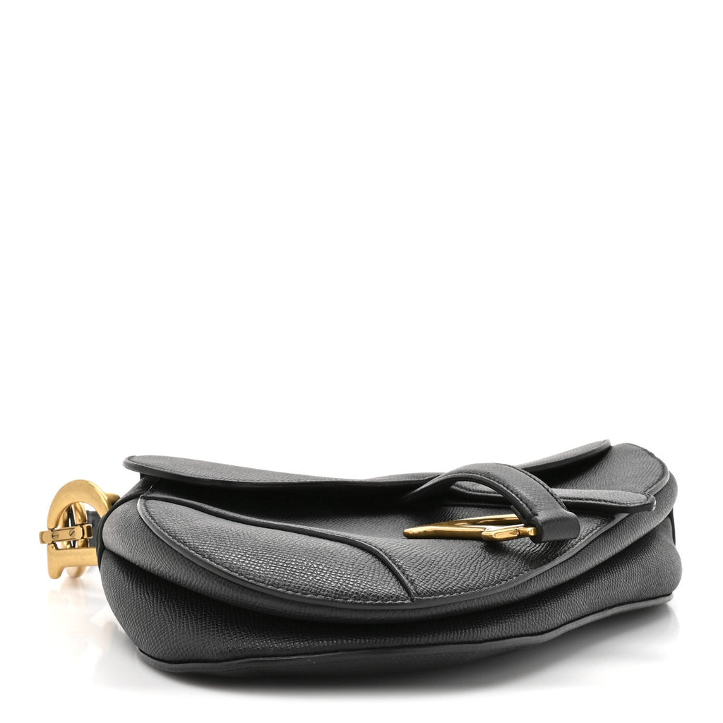 Grained Calfskin Saddle Bag Black
