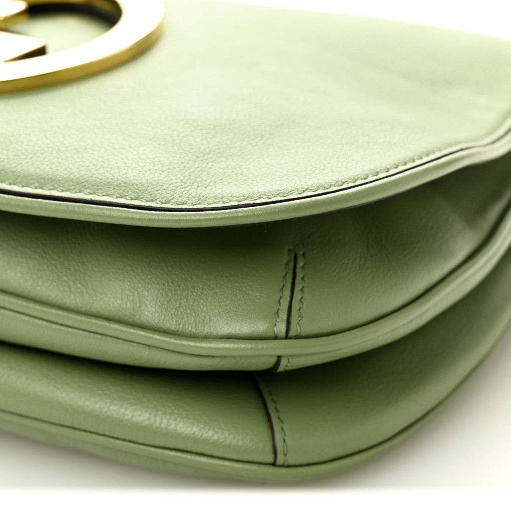 Roxy Calfskin Web Medium Blondie Top Handle Shoulder Flap Bag Salamander Green