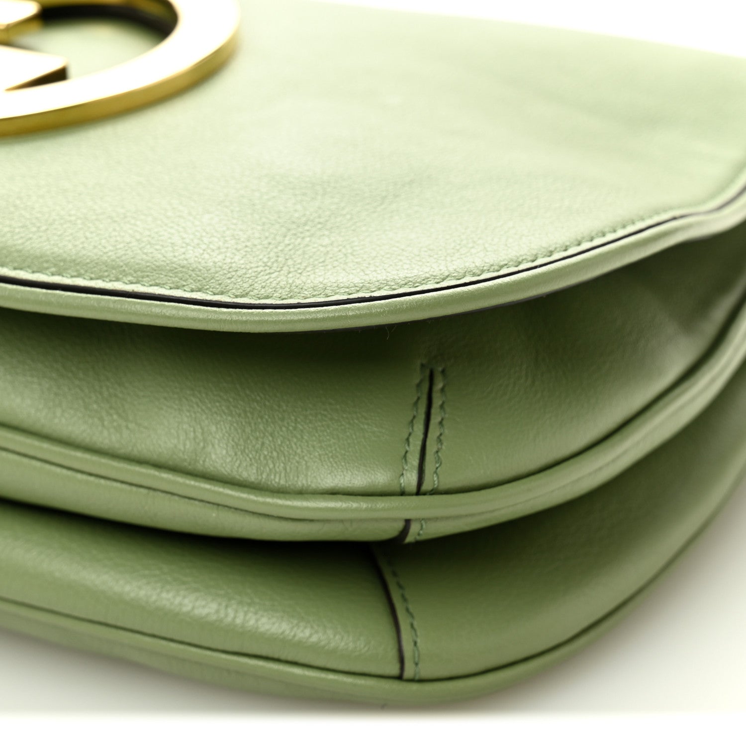 Roxy Calfskin Web Medium Blondie Top Handle Shoulder Flap Bag Salamander Green