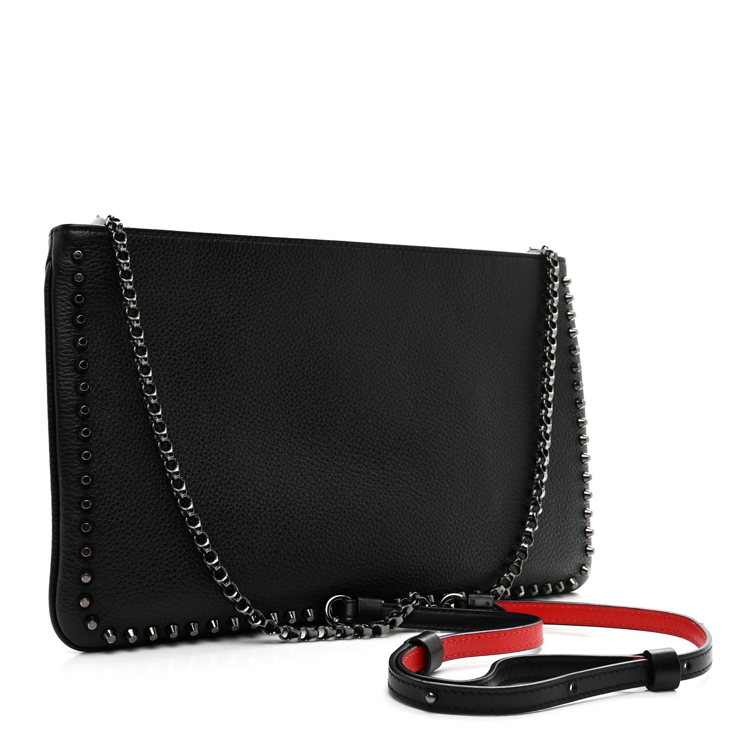 Calfskin Studded Loubiposh Clutch Black