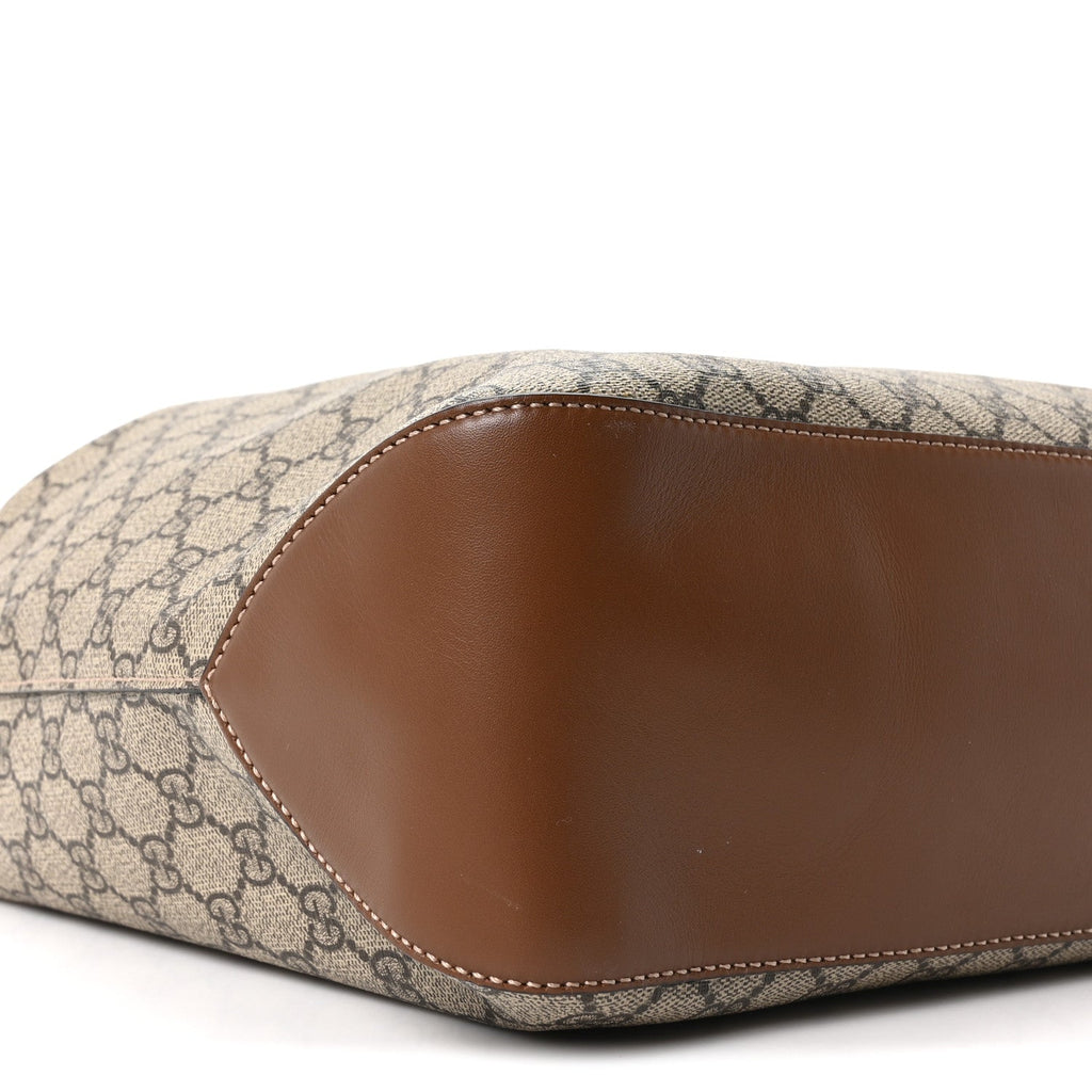 GG Supreme Monogram Large Linea A Hobo Light Brown