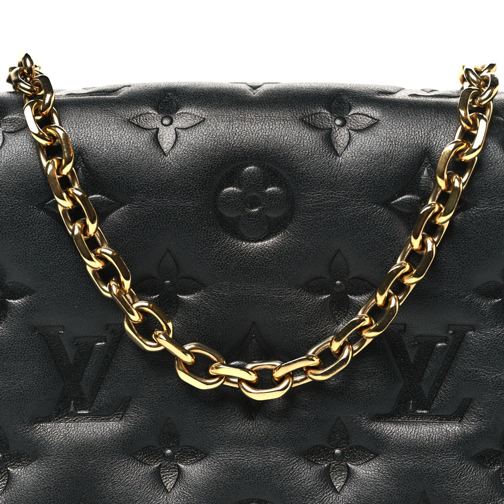 Lambskin Embossed Monogram Pochette Coussin Black