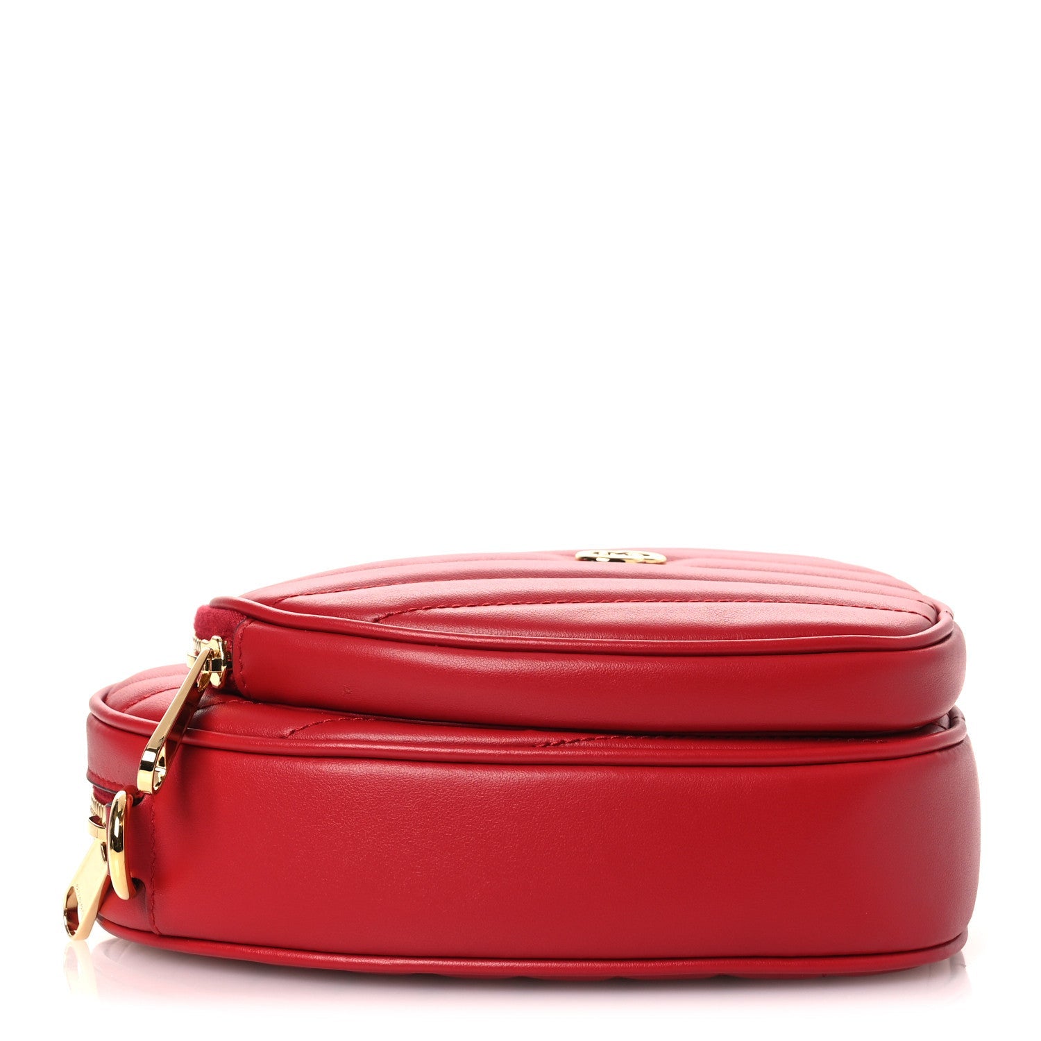 Calfskin Matelasse Diagonal Mini Interlocking G Heart Shoulder Bag Hibiscus Red
