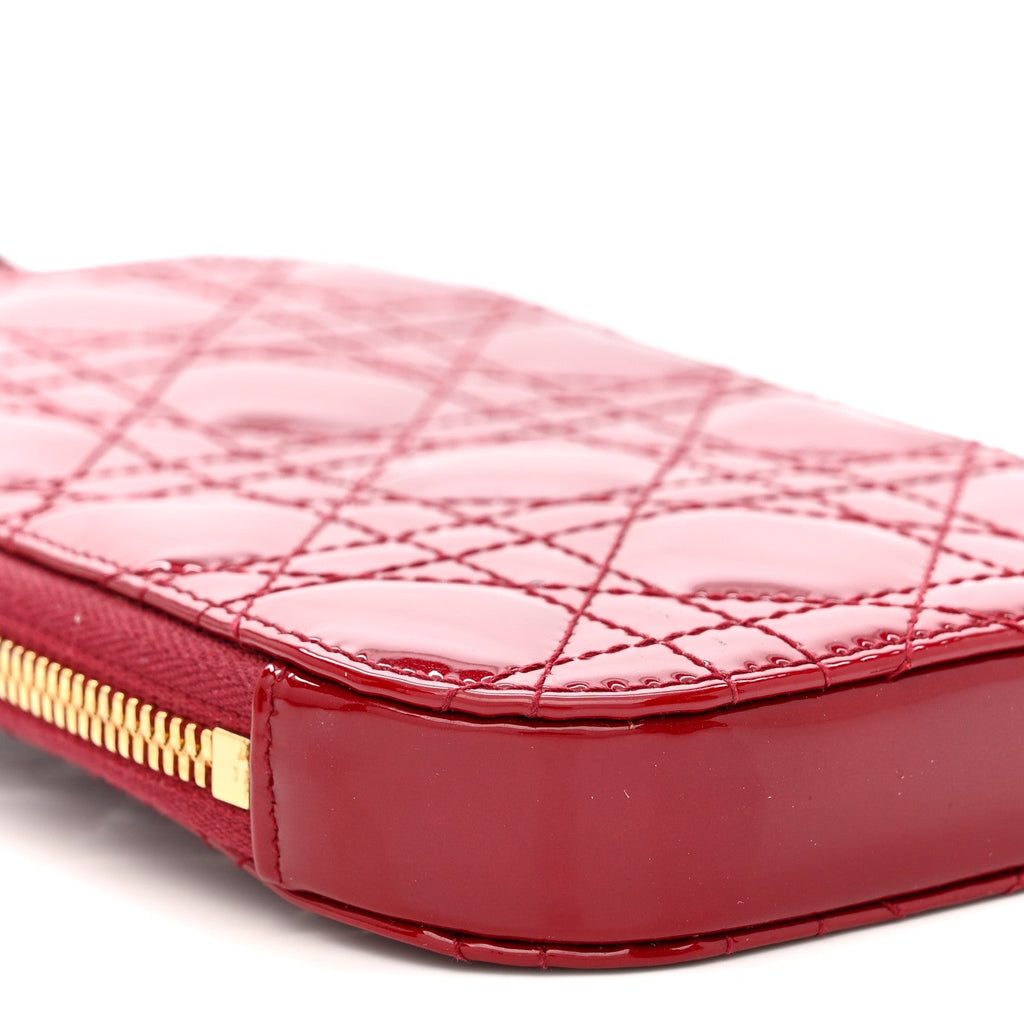 Patent Cannage Lady Dior Phone Holder Red