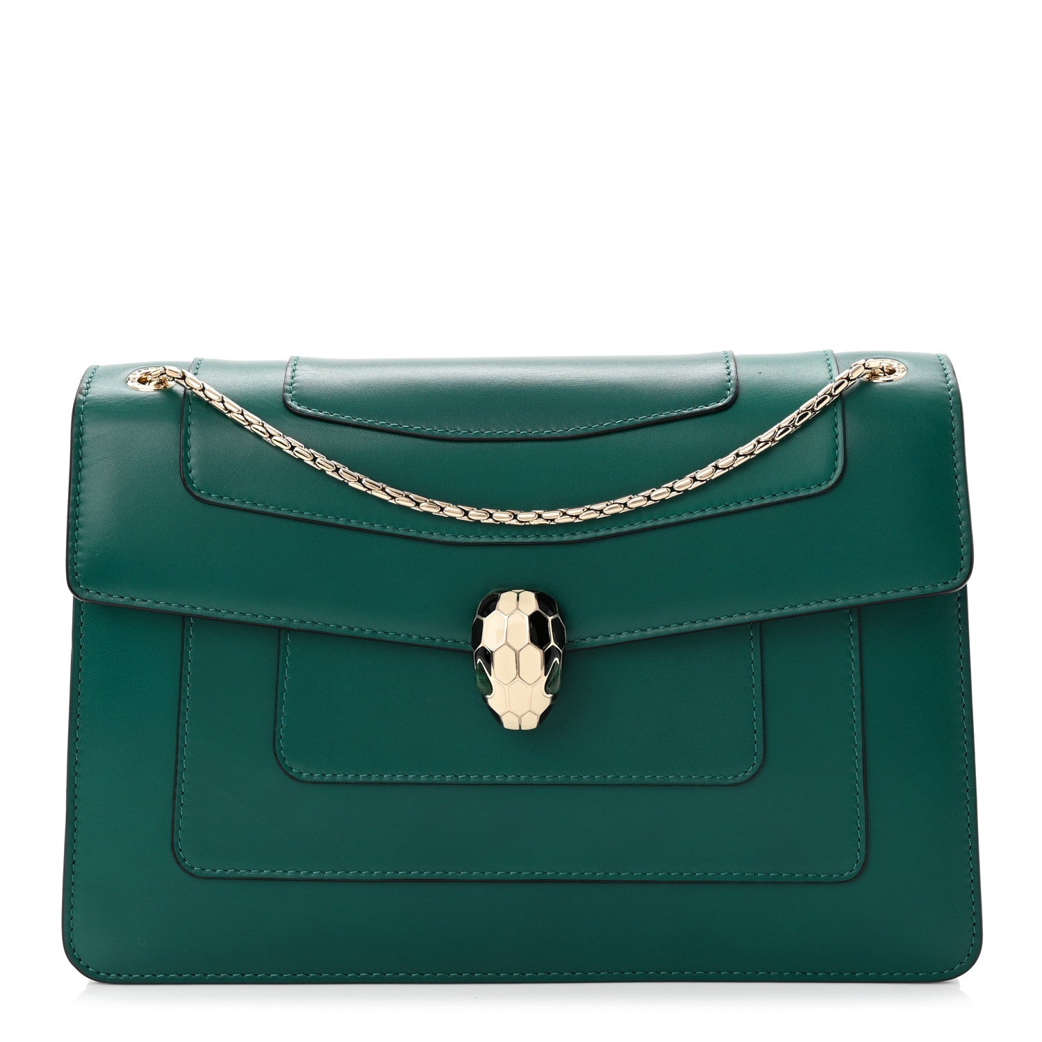 Calfskin Serpenti Forever Shoulder Bag Emerald Green