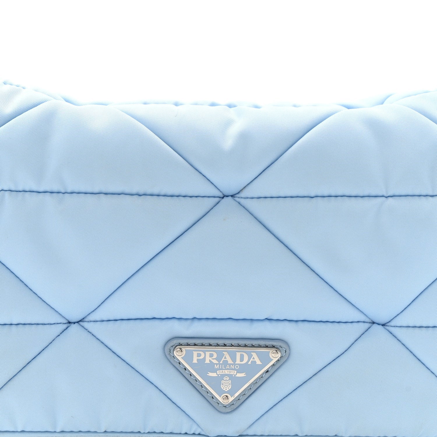 Re-Nylon Quilted Padded Flap Shoulder Bag Celeste