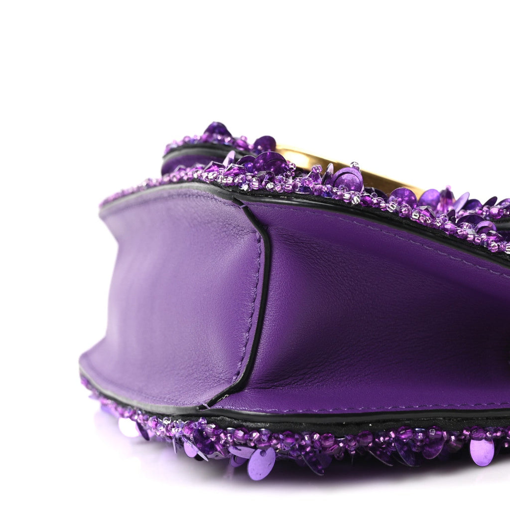 Sequin Crystal Vlogo Embroidered Small Loco Shoulder Bag Astral Purple