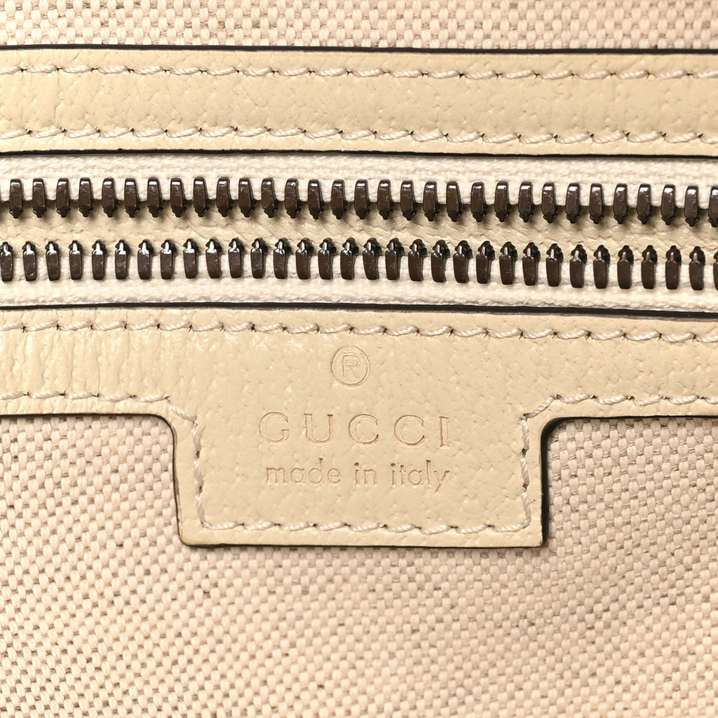 GG Supreme Monogram Textured Calfskin Web Small Ophidia Day Backpack Beige Ebony Mystic White