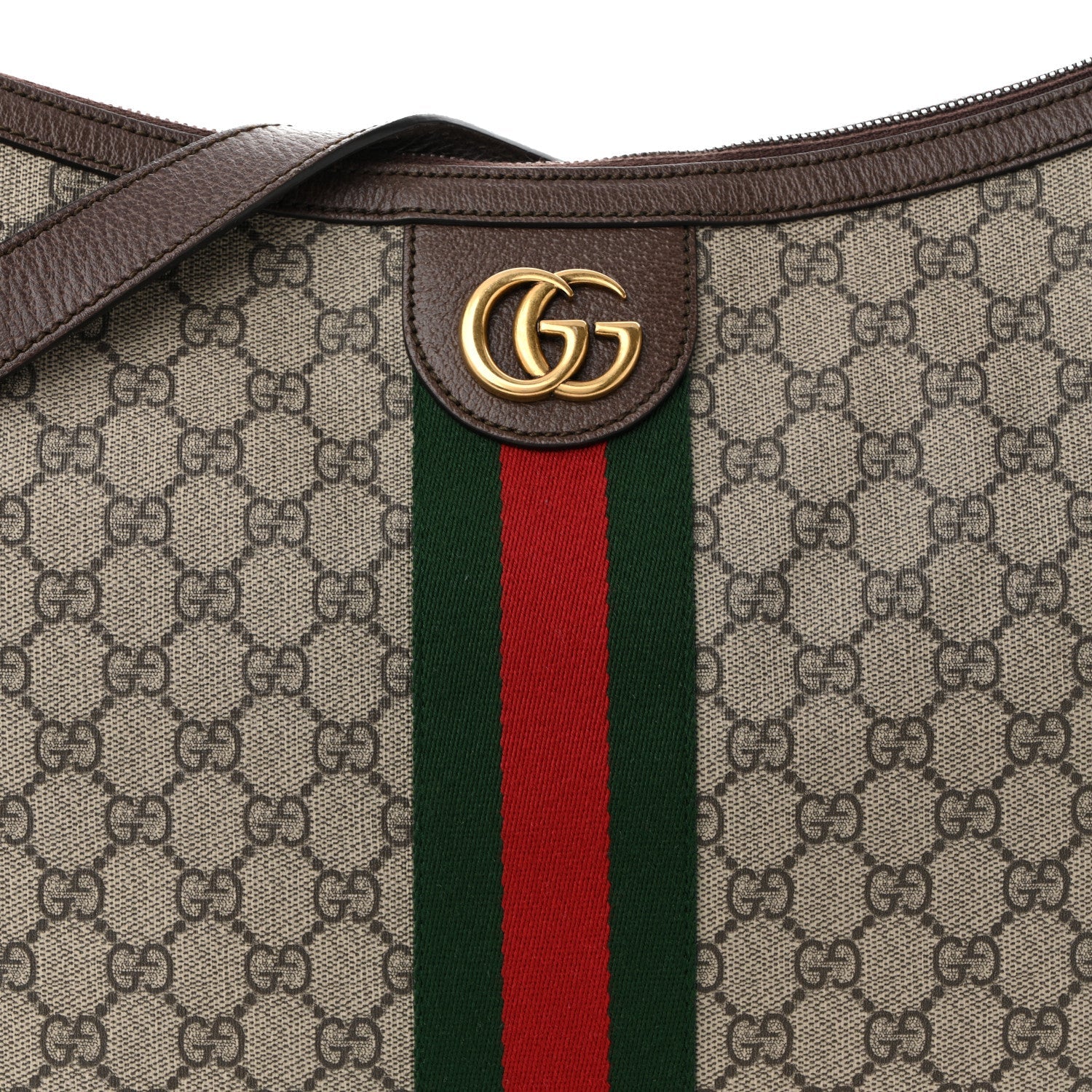 GG Supreme Monogram Web Ophidia Half Moon Hobo Brown