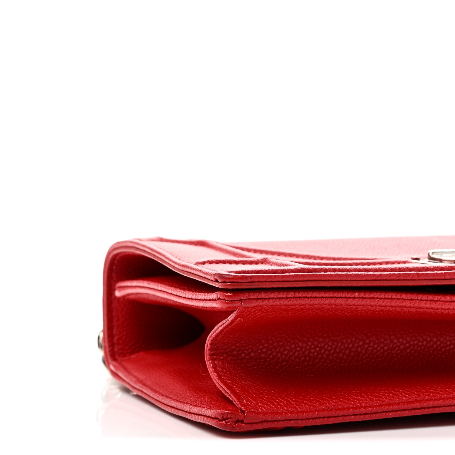 Grained Calfskin Small Diorama Flap Bag Red