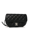 Calfskin Quilted CC Uniform Flap Belt Bag Black