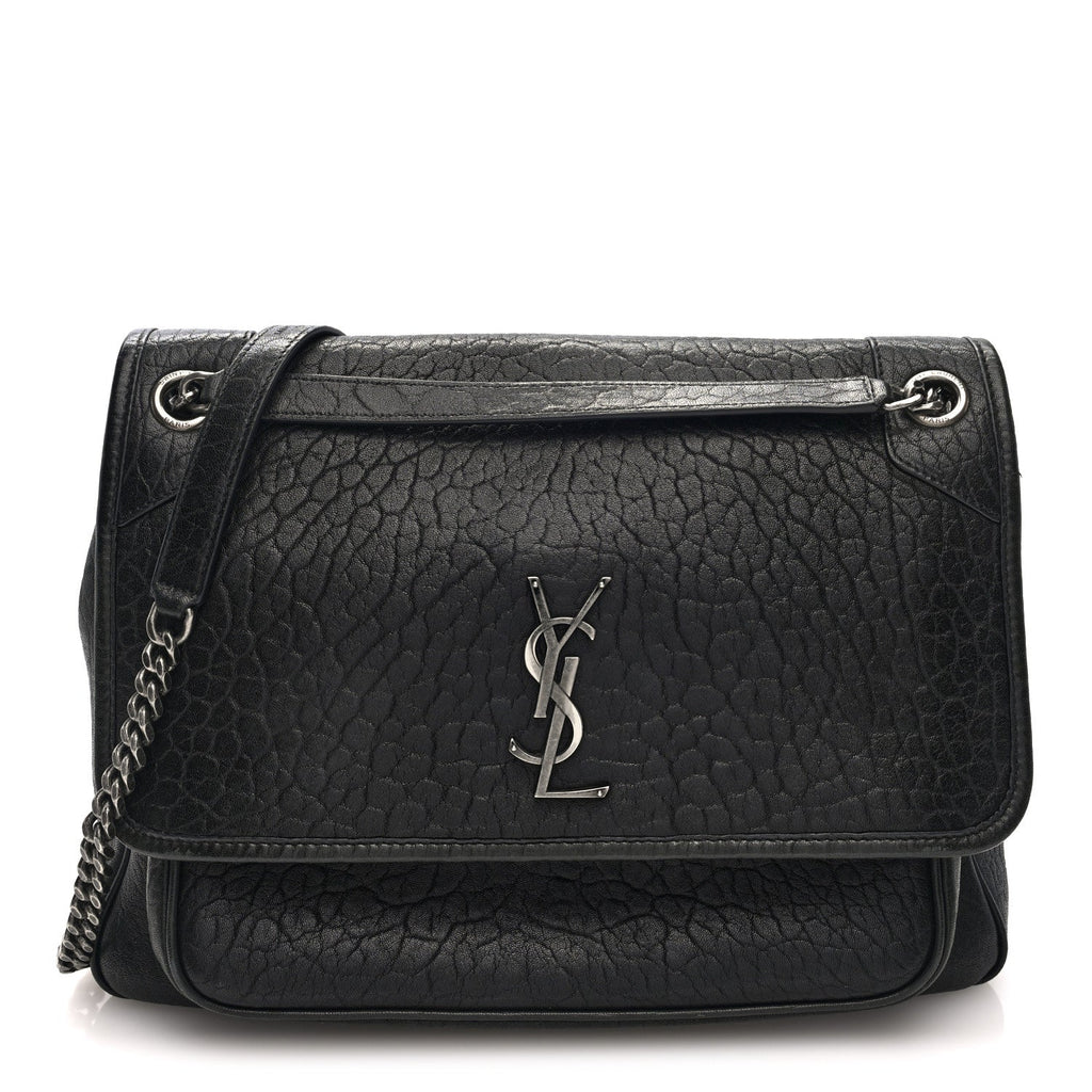 Grained Lambskin Monogram Large Niki Chain Satchel Black