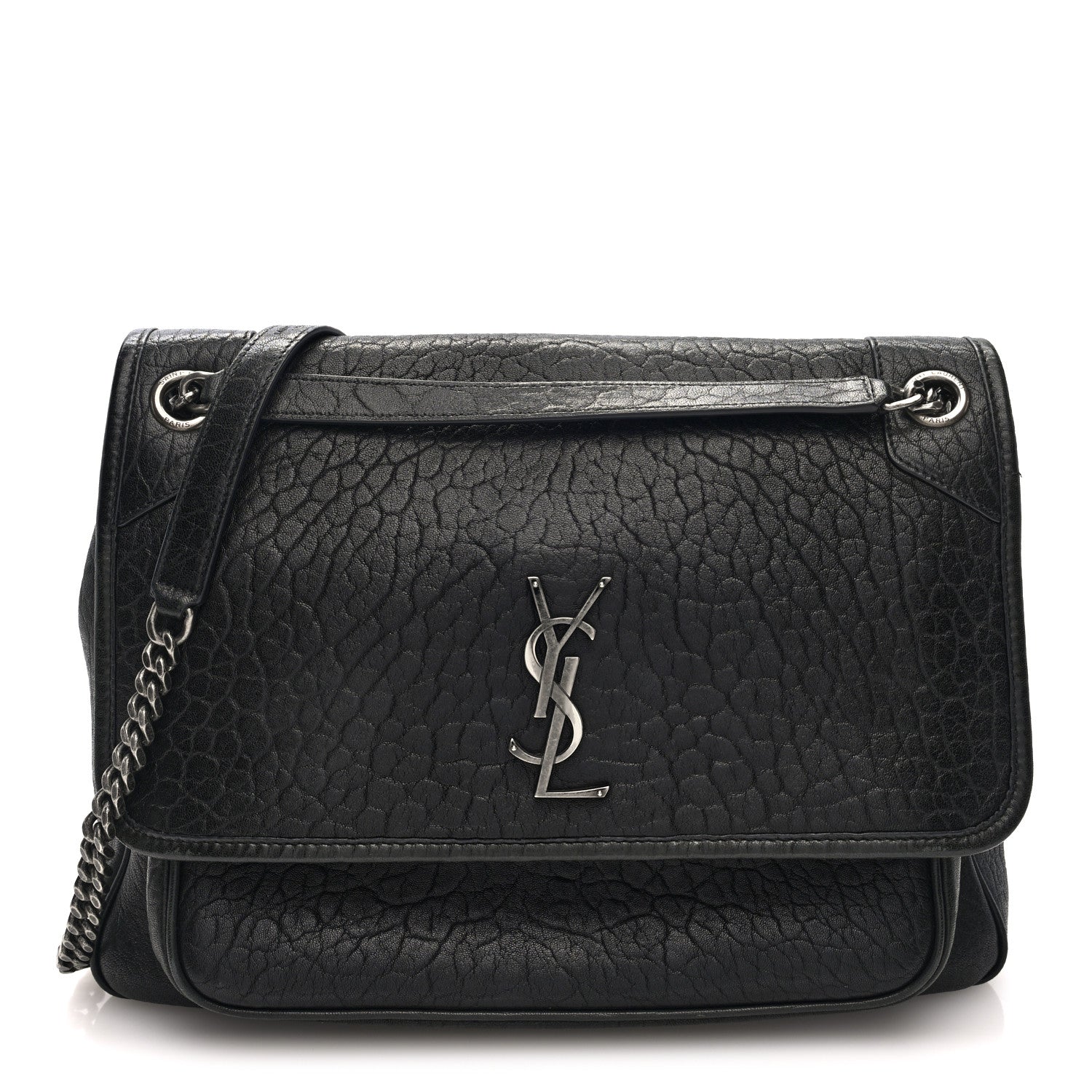 Grained Lambskin Monogram Large Niki Chain Satchel Black