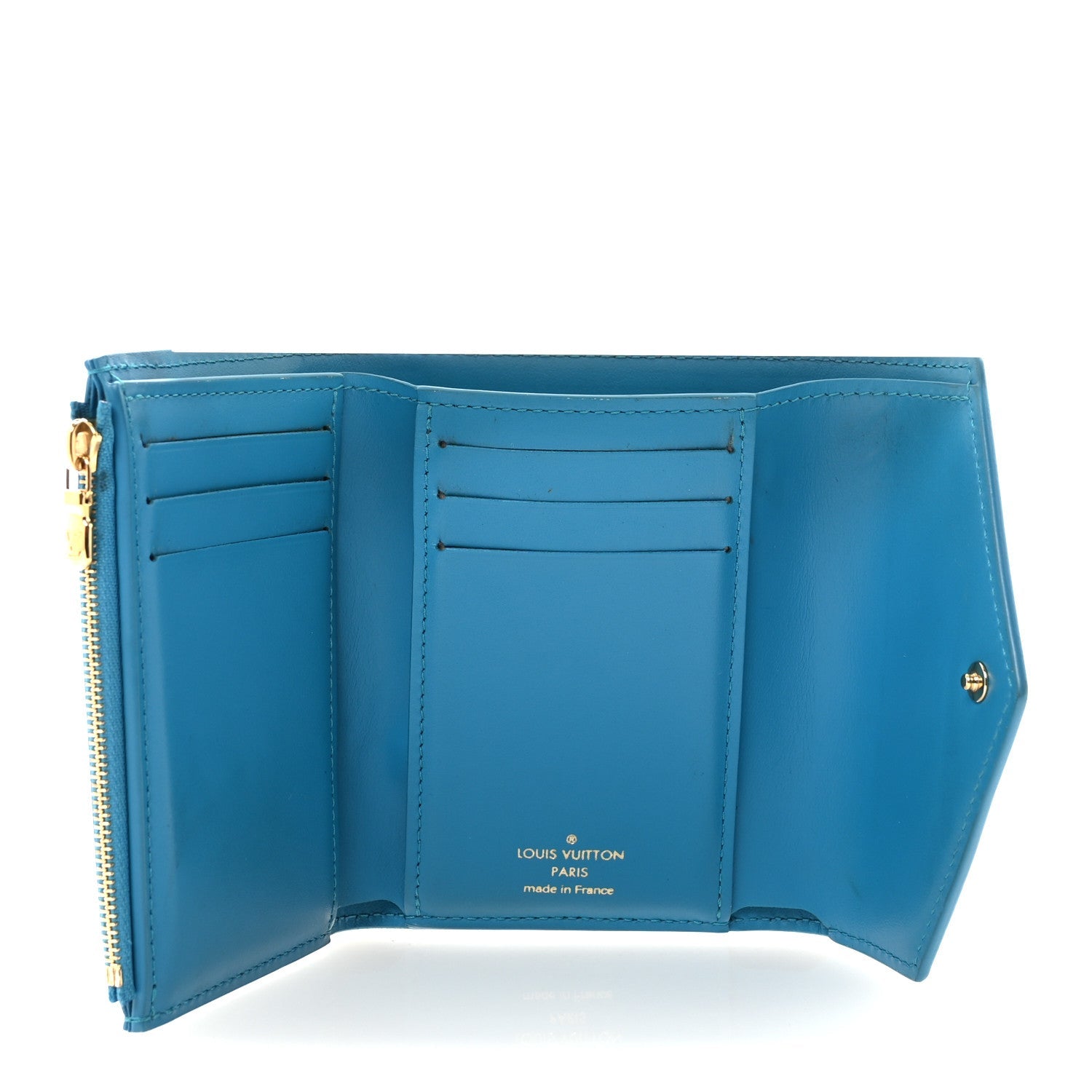 Calfskin Nanogram Embossed Victorine Wallet Bleu
