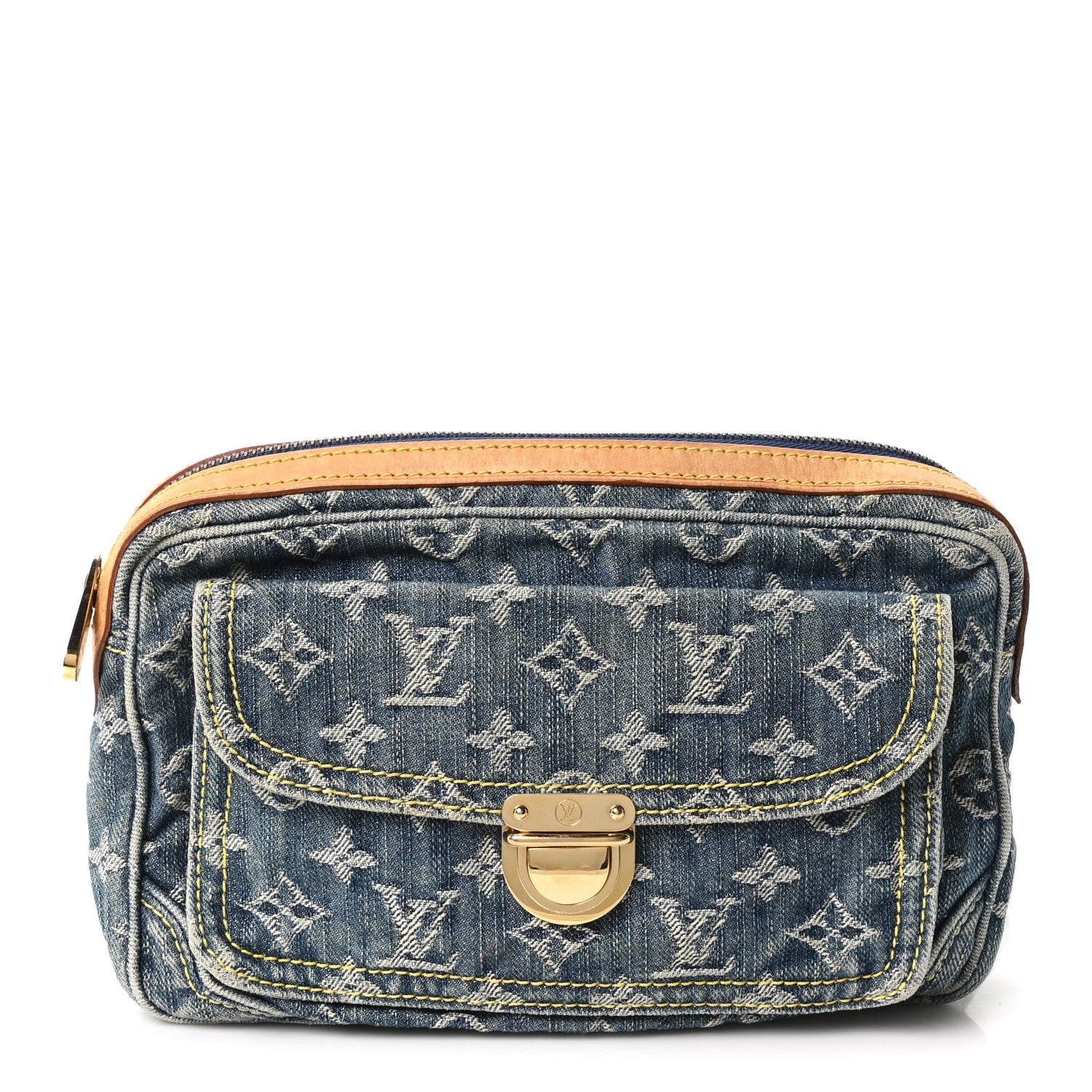 Monogram Denim Bum Bag Blue