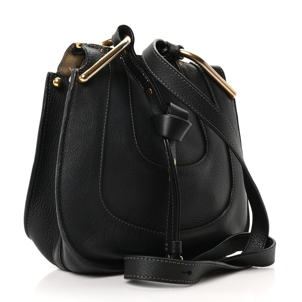 Grained Calfskin Mini Hayley Hobo Black