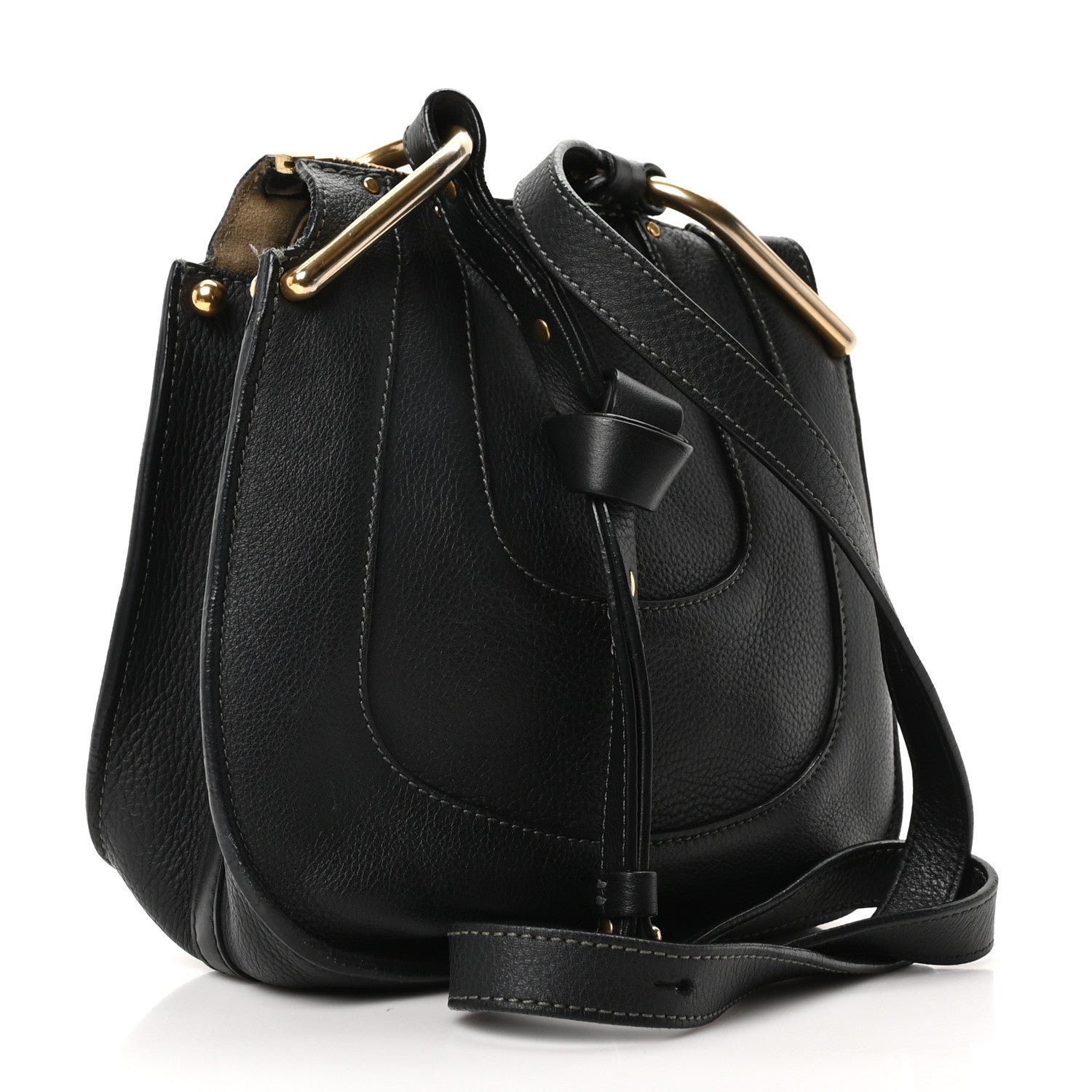 Grained Calfskin Mini Hayley Hobo Black
