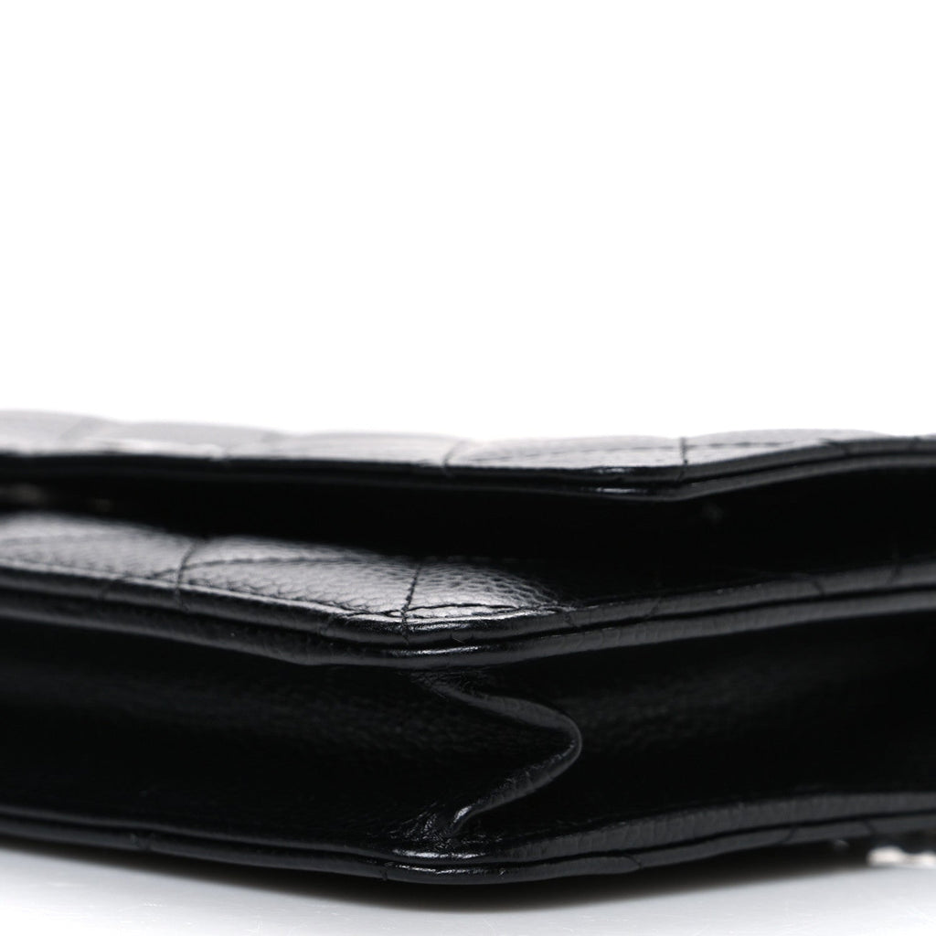 Caviar Quilted Wallet on Chain WOC Black