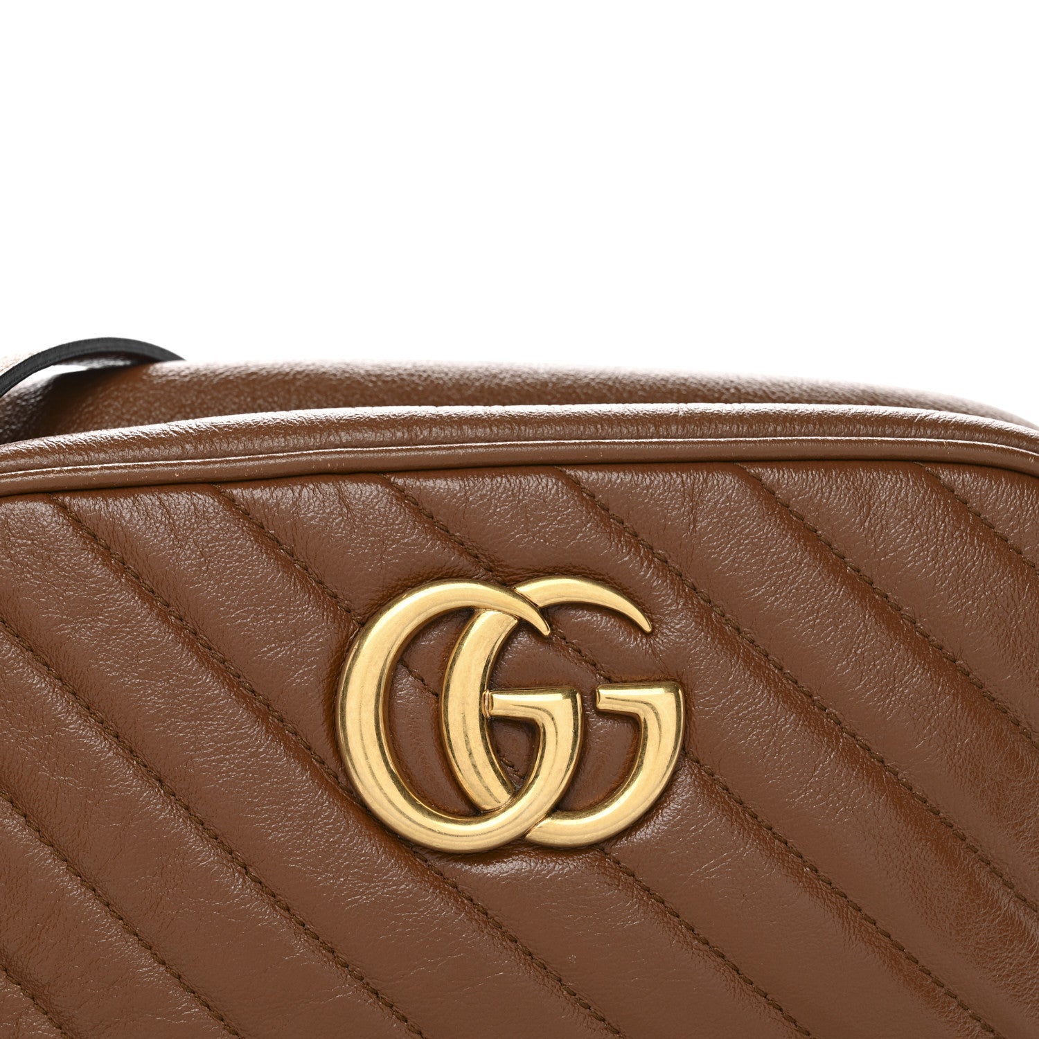 Glazed Calfskin Matelasse Diagonal Small GG Marmont Chain Shoulder Bag Cuir