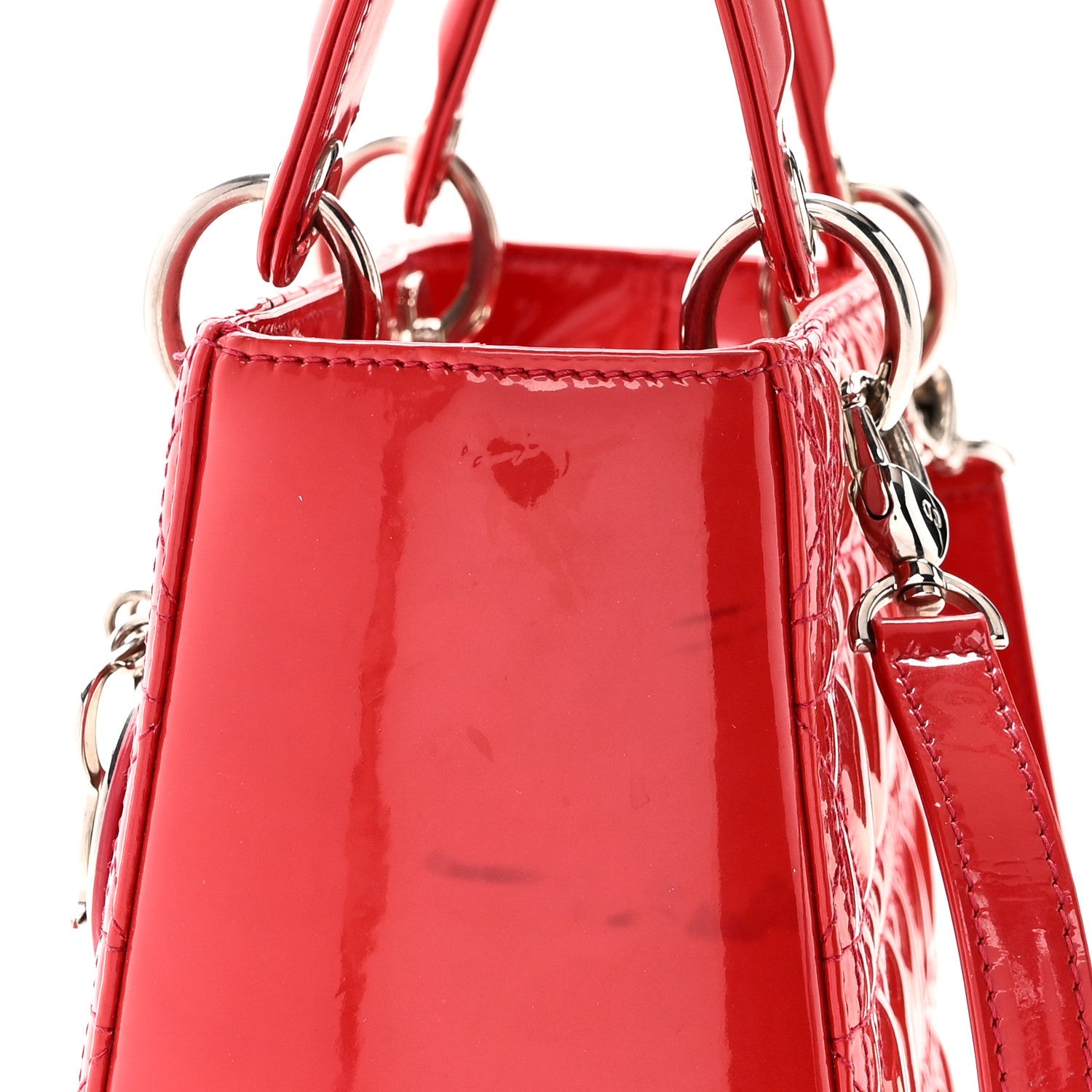 Patent Cannage Medium Lady Dior Fuchsia