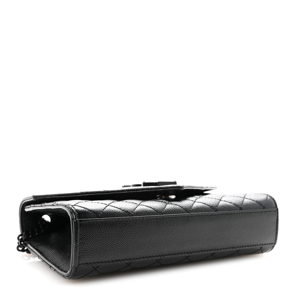 Grain De Poudre Textured Mixed Matelasse Triquilt Small Monogram Monochrome Satchel Black