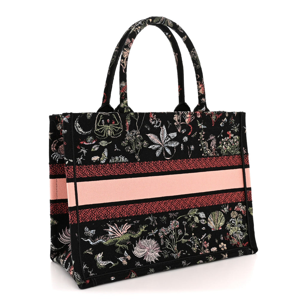 Canvas Embroidered Medium Cabinet De Curiosites Book Tote Black Multicolor