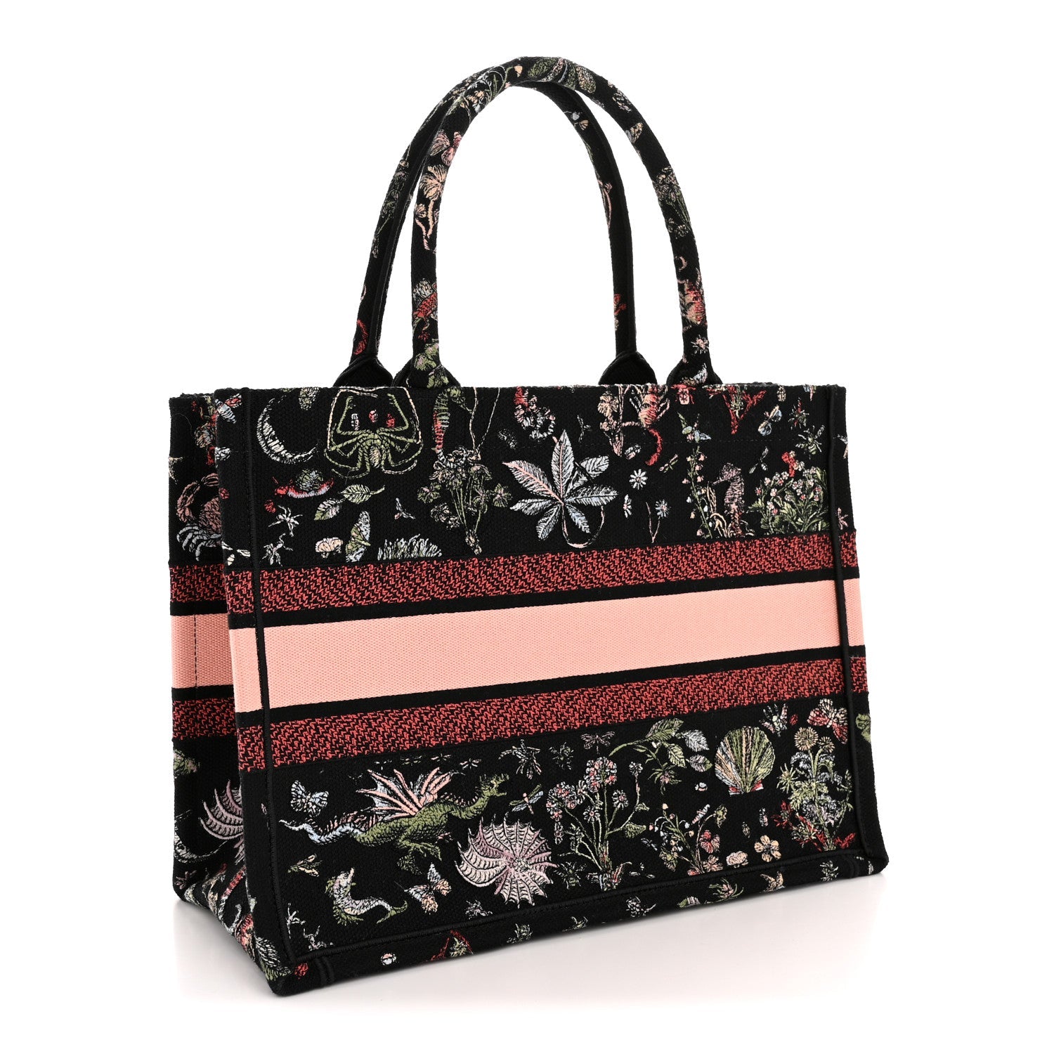 Canvas Embroidered Medium Cabinet De Curiosites Book Tote Black Multicolor