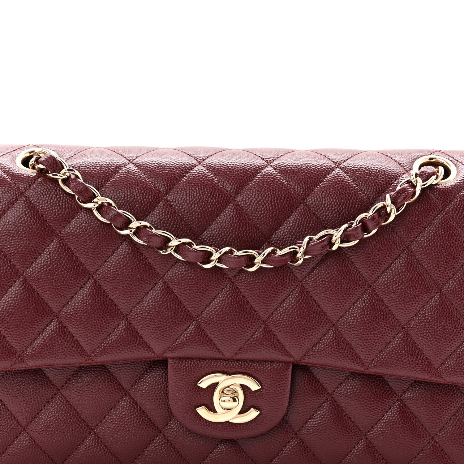 Caviar Quilted Medium Double Flap Burgundy