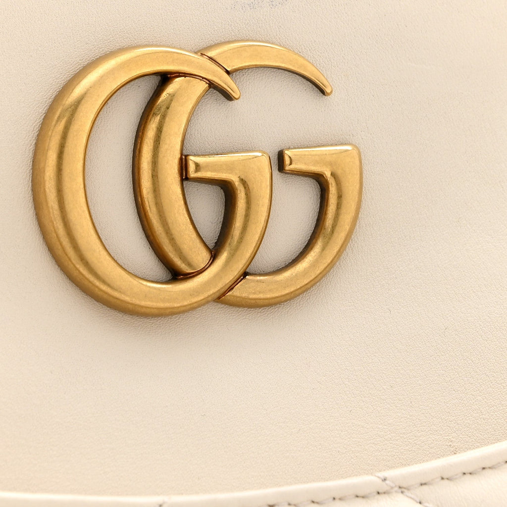Calfskin Matelasse Medium GG Marmont Open Top Shoulder Bag White