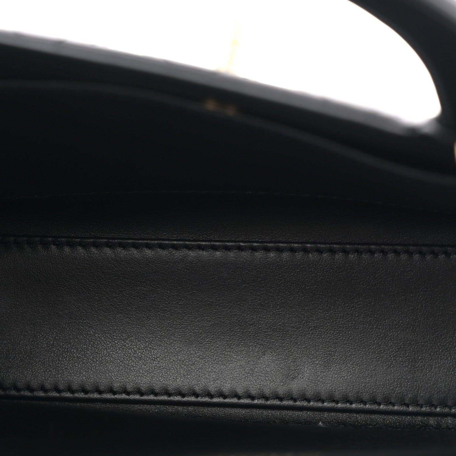 Shiny Aged Calfskin Quilted Nano Kelly Shopper Black