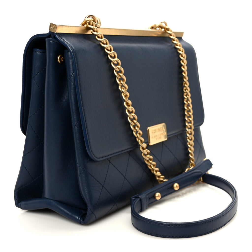 Lambskin Stitched Coco Luxe Medium Flap Blue