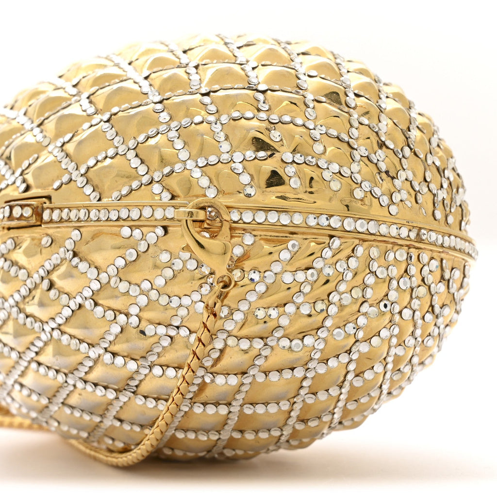 Crystal Egg Minaudiere Clutch Gold
