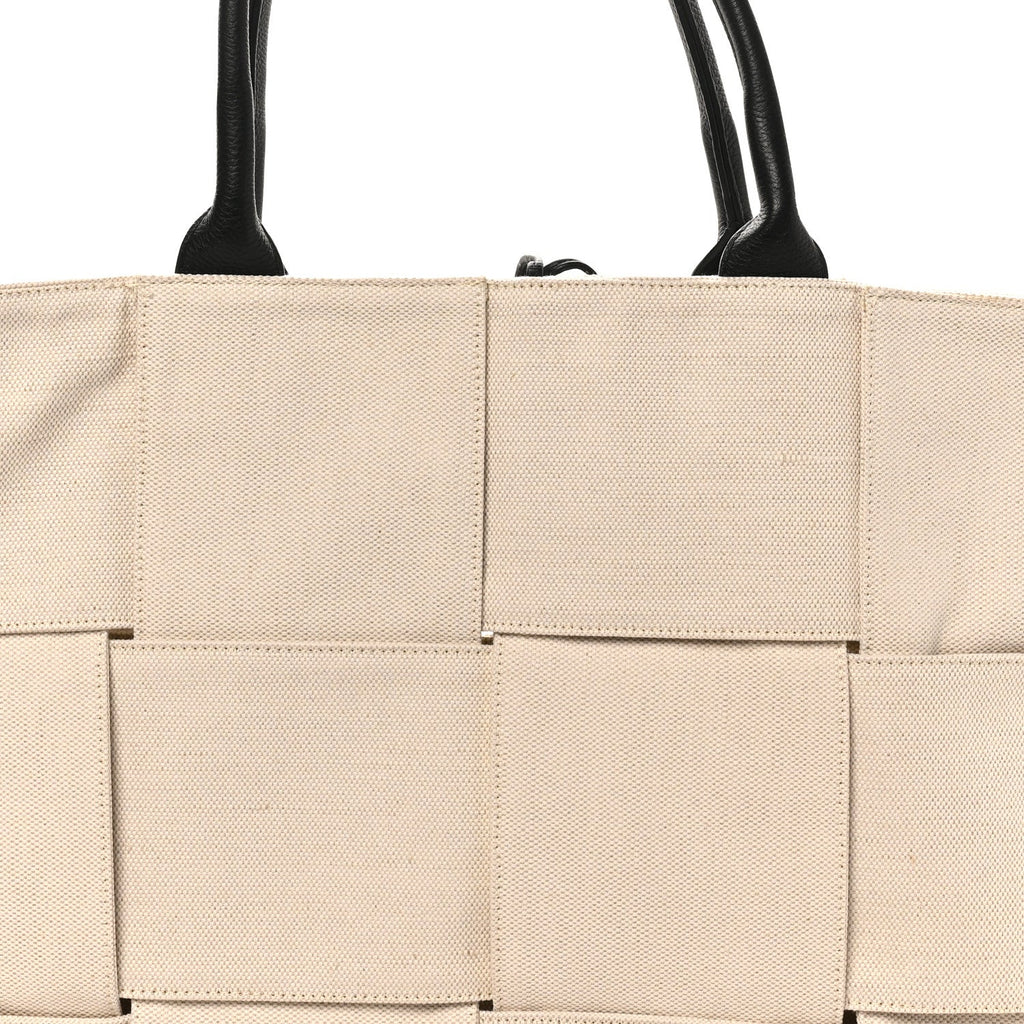 Canvas Maxi Intrecciato Large Arco Tote Beige Black