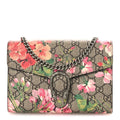 GG Supreme Monogram Blooms Mini Dionysus Chain Wallet Beige Multicolor Dry Rose