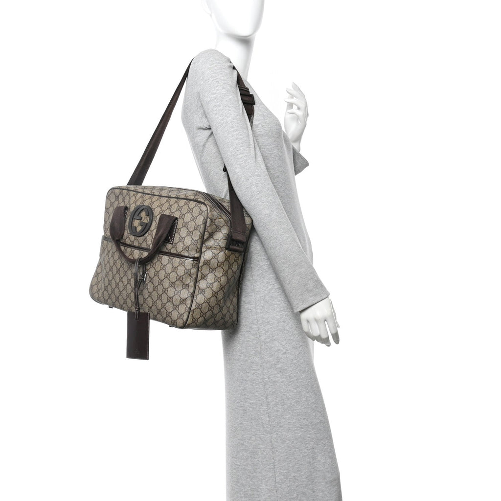 GG Plus Monogram Interlocking G Briefcase Brown