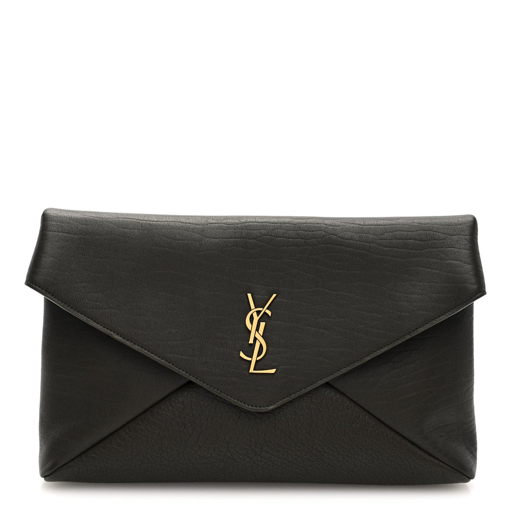Grained Lambskin Large Cassandre Envelope Pouch Light Musk