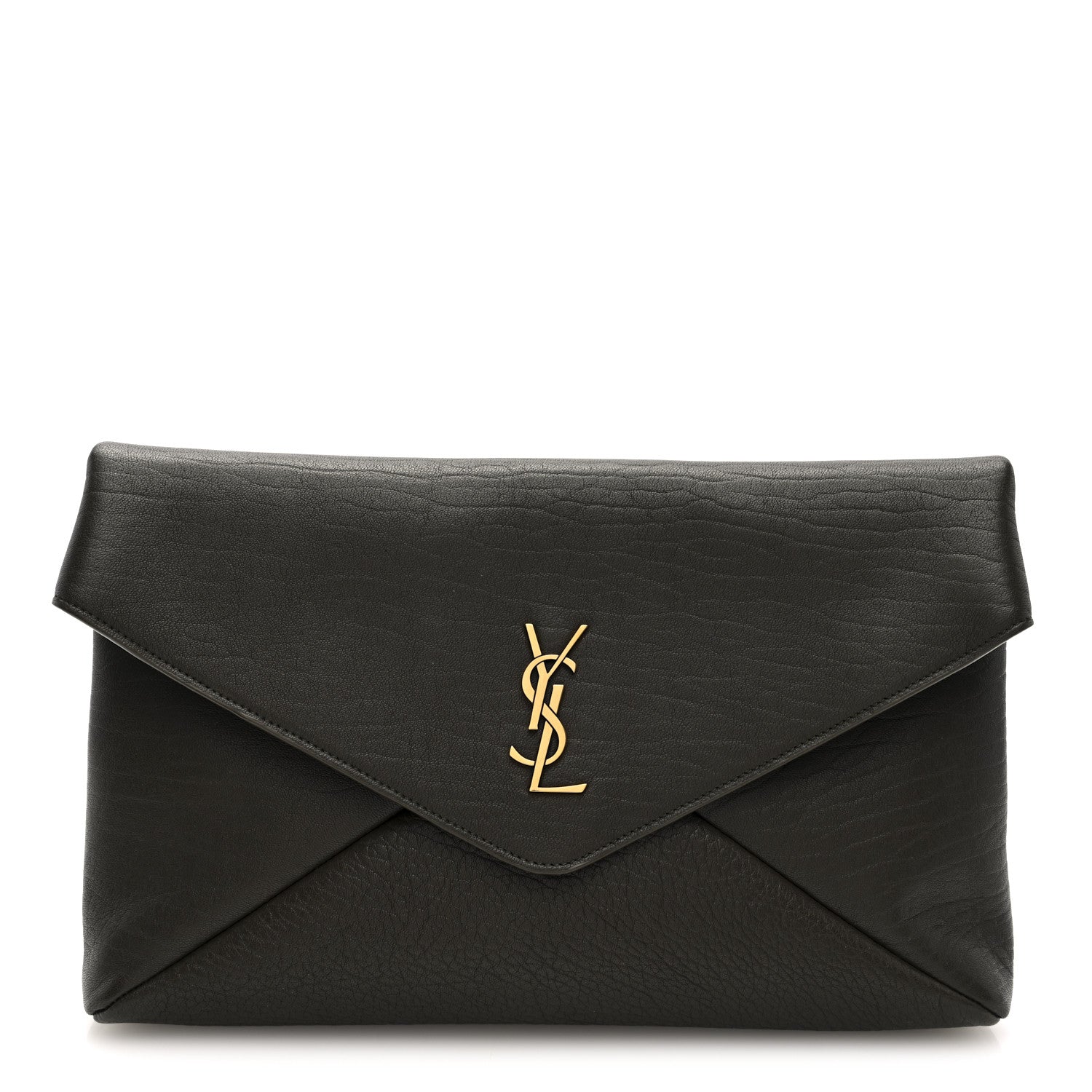Grained Lambskin Large Cassandre Envelope Pouch Light Musk